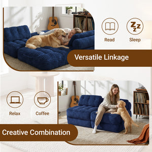 Claiks Chair Bed Single Sofa Bed with Pillow, Corduroy,  Soft corduroy fabric, ideal for guest rooms and small spaces, supportive shredded foam, folds into a comfy chair or bed