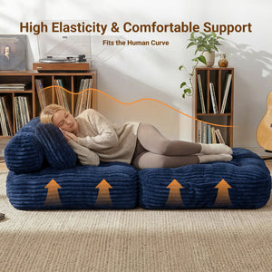 Claiks Chair Bed Single Sofa Bed with Pillow, Corduroy,  Soft corduroy fabric, ideal for guest rooms and small spaces, supportive shredded foam, folds into a comfy chair or bed