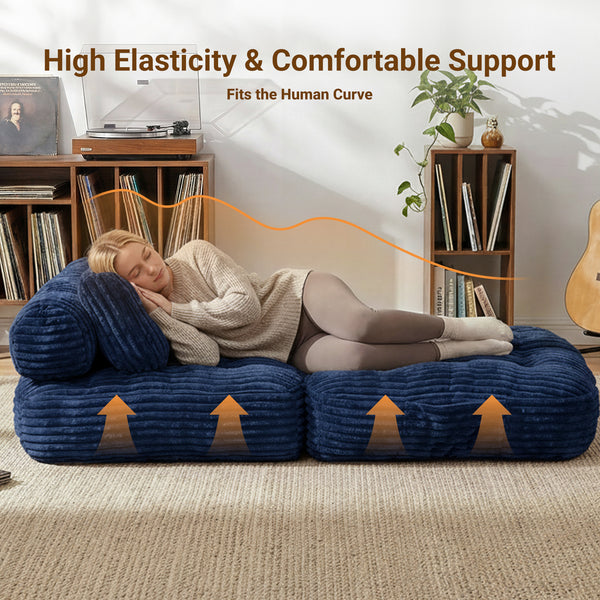 Claiks Chair Bed Single Sofa Bed with Pillow, Corduroy,  Soft corduroy fabric, ideal for guest rooms and small spaces, supportive shredded foam, folds into a comfy chair or bed
