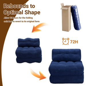 Claiks Chair Bed Single Sofa Bed with Pillow, Corduroy,  Soft corduroy fabric, ideal for guest rooms and small spaces, supportive shredded foam, folds into a comfy chair or bed