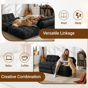 Claiks Chair Bed Single Sofa Bed with Pillow, Corduroy,  Soft corduroy fabric, ideal for guest rooms and small spaces, supportive shredded foam, folds into a comfy chair or bed