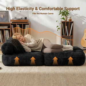 Claiks Chair Bed Single Sofa Bed with Pillow, Corduroy,  Soft corduroy fabric, ideal for guest rooms and small spaces, supportive shredded foam, folds into a comfy chair or bed