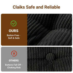 Claiks Chair Bed Single Sofa Bed with Pillow, Corduroy,  Soft corduroy fabric, ideal for guest rooms and small spaces, supportive shredded foam, folds into a comfy chair or bed