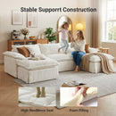 Claiks 157" Modular Sectional Sofa,U Shaped Couch for Living Room,Modern Deep Seat Sofa 4 Seater Chenille Fabric Comfy Cloud Couches with Movable Ottoman, Beige