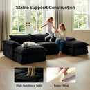 Claiks 157" Modular Sectional Sofa,U Shaped Couch for Living Room,Modern Deep Seat Sofa 4 Seater Chenille Fabric Comfy Cloud Couches with Movable Ottoman, Beige