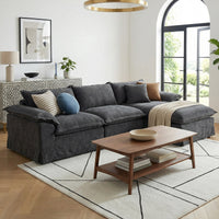 Claiks 157" Modular Sectional Sofa,U Shaped Couch for Living Room,Modern Deep Seat Sofa 4 Seater Chenille Fabric Comfy Cloud Couches with Movable Ottoman, Beige