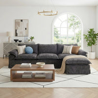 Claiks 157" Modular Sectional Sofa,U Shaped Couch for Living Room,Modern Deep Seat Sofa 4 Seater Chenille Fabric Comfy Cloud Couches with Movable Ottoman, Beige