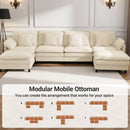 Claiks 110" Modular Sectional Sofa, Cloud Couch with Ottoman, L-Shaped 4-Seater Sofa in Chenille Fabric, Deep Seat Comfy Couch with Pillows for Living Room & Offices, Beige