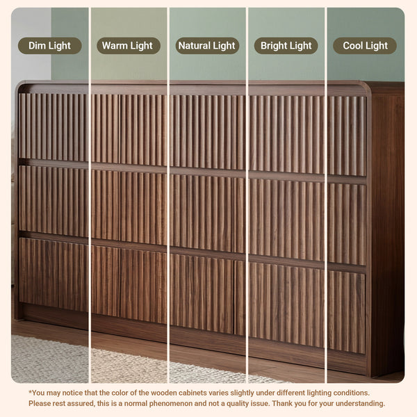 Claiks Avelia Fluted Wood Dresser with Curved Anti-Collision Design