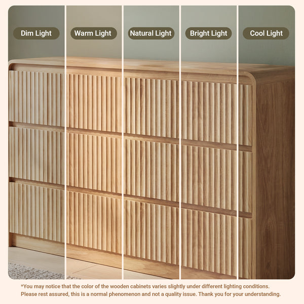 Claiks Avelia Fluted Wood Dresser with Curved Anti-Collision Design