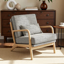 Claiks Mid-Century Modern Accent Chair, Living Room Armchair with Solid Wood Frame & Lumbar Pillow, Comfy Upholstered Lounge Chair for Bedroom, Office, Corduroy, Beige