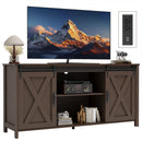 Claiks Farmhouse TV Stand for TV up to 70 inch, Modern Entertainment Center with Sliding Barn Doors and Storage Cabinets, Rustic Media TV Console Table with Adjustable Shelve for Living Room, Brown