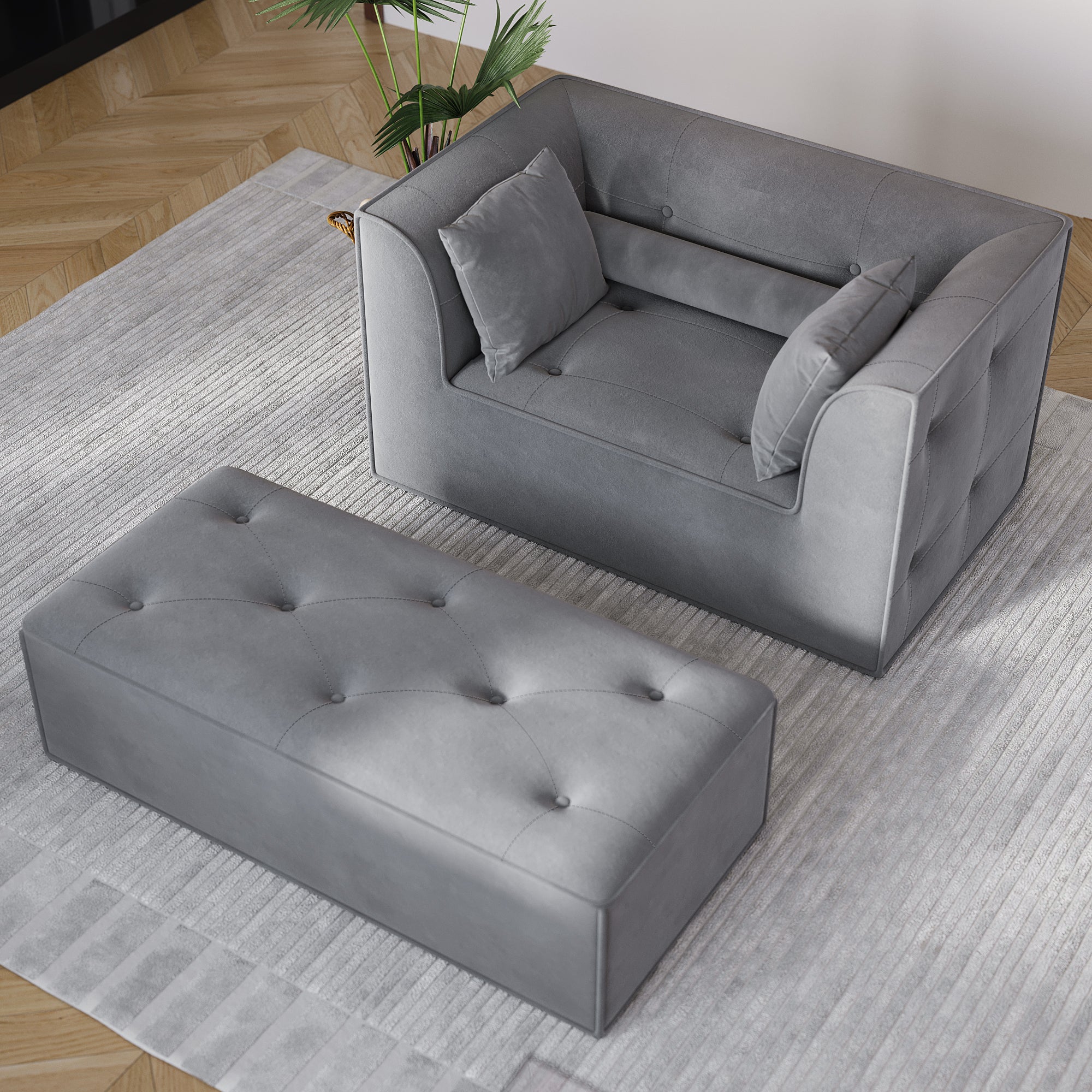 Claiks 68" Oversized Chaise Lounge Chair Indoor, Corduroy Upholstered Boneless Sofa Bed, Deep Seat Sleeper Couch with Pillows and Armrest, Cloud Sofas Reading Chair for Living Room, Beige