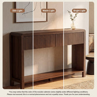 Avelia Fluted Wood Console Table with Built-in Charging Station - Innovar