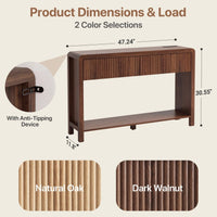 Avelia Fluted Wood Console Table with Built-in Charging Station - Innovar