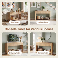 Avelia Fluted Wood Console Table with Built-in Charging Station - Innovar