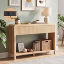 Avelia Fluted Wood Console Table with Built-in Charging Station - Innovar