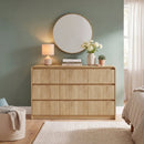 Avelia Fluted Wood Dresser with Curved Anti-Collision Design - Innovar
