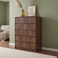 Avelia Fluted Wood Dresser with Curved Anti-Collision Design - Innovar