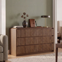 Avelia Fluted Wood Dresser with Curved Anti-Collision Design - Innovar