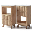 Avelia Fluted Wood Nightstand with Built-in Charging Station - Innovar