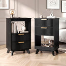 Avelia Fluted Wood Nightstand with Built-in Charging Station - Innovar