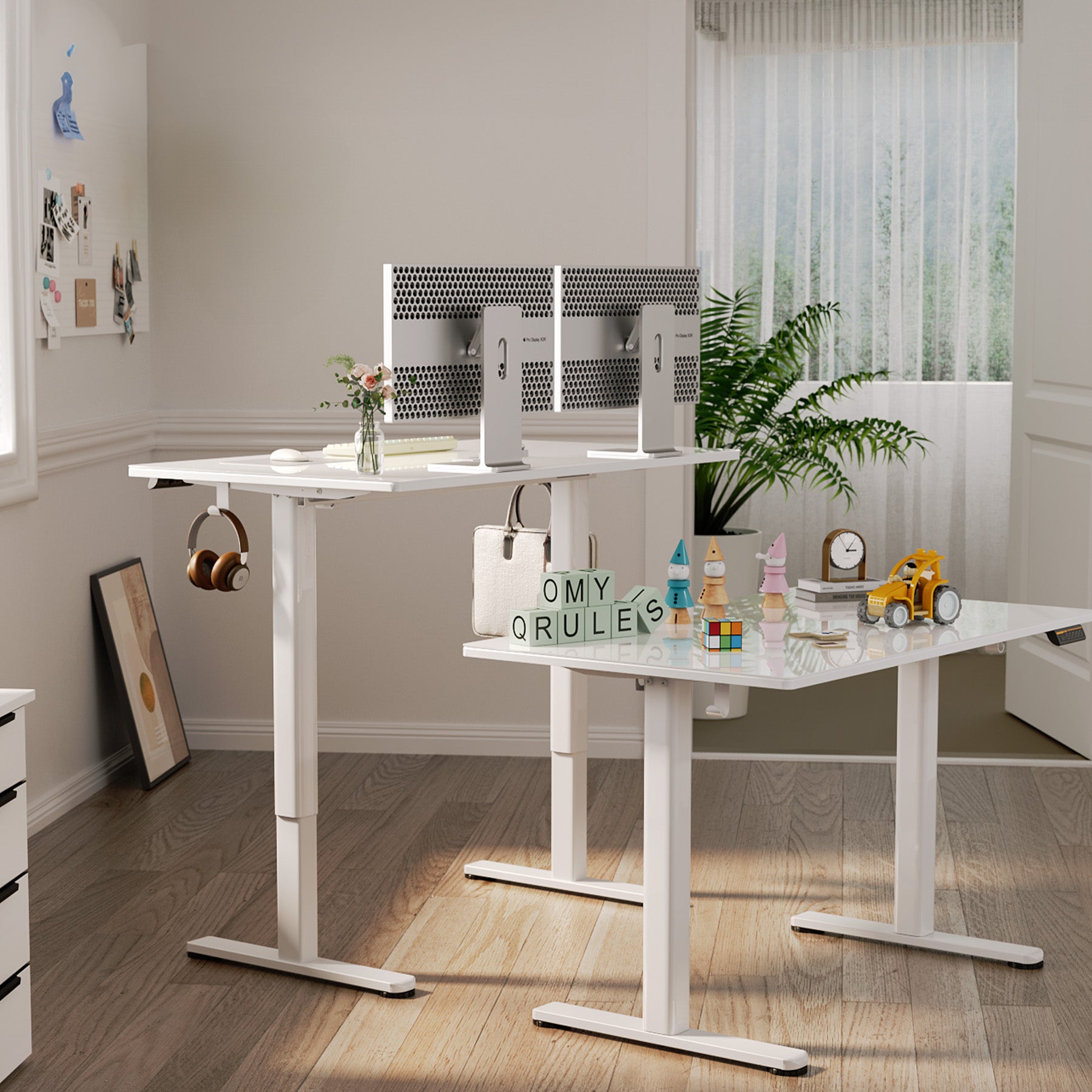 Claiks Height Adjustable Glass Standing Desk, Quick Setup Home