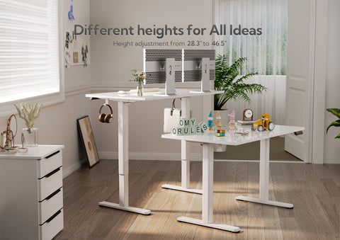 Super White Electric Adjustable Height Home Office Standing Desk-B3-CB