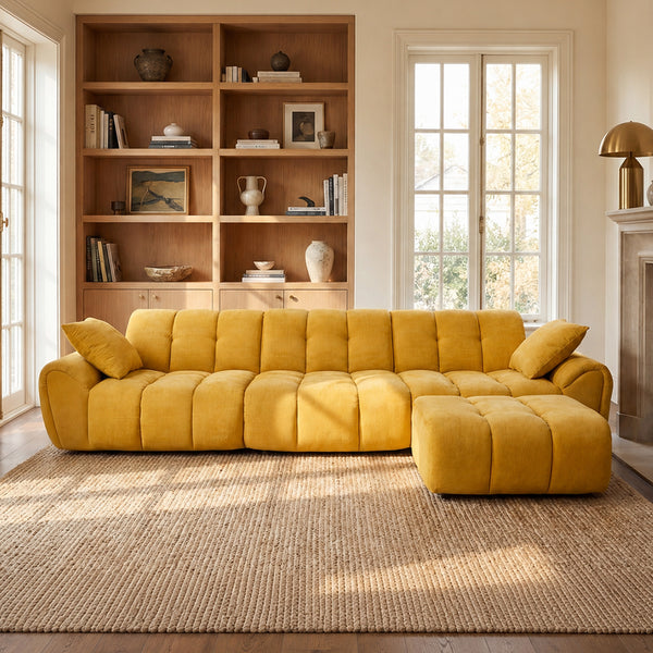Claikis Elara 4‑Seat Cut-Pile Sectional Sofa