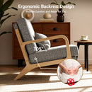 Claiks Mid-Century Modern Accent Chair, Living Room Armchair with Solid Wood Frame & Lumbar Pillow, Comfy Upholstered Lounge Chair for Bedroom, Office, Corduroy, Beige