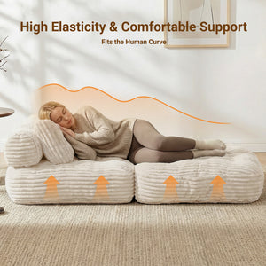Claiks Chair Bed Single Sofa Bed with Pillow, Corduroy,  Soft corduroy fabric, ideal for guest rooms and small spaces, supportive shredded foam, folds into a comfy chair or bed