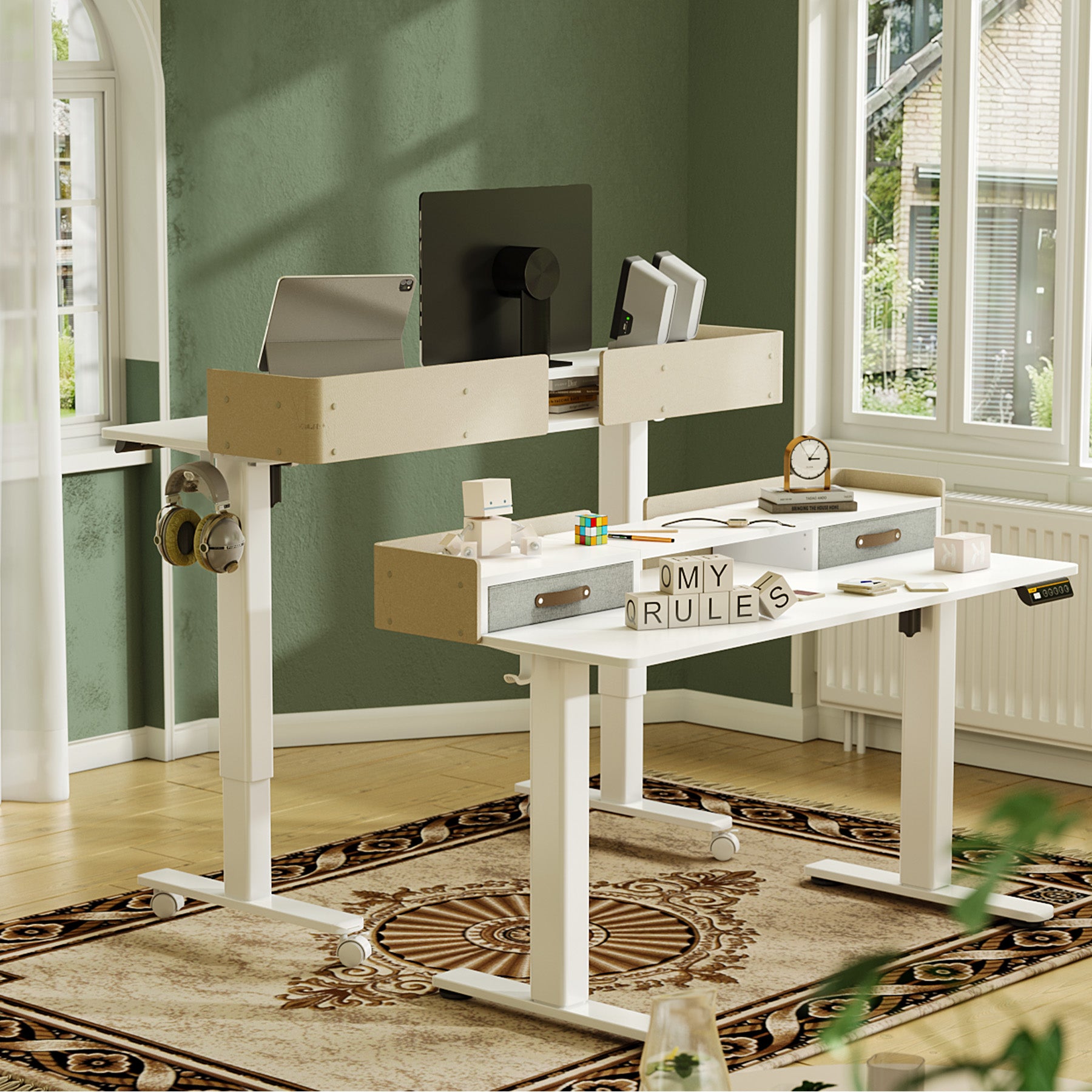 Claiks Electric Standing Desk With Drawer – 140x60cm, Height Adjustable 72–118cm, 3 Memory Presets
