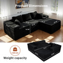 Claiks Boneless Couch, Cloud Couch Sectional, L-Shape Corduroy Modular Sectional Sofa Deep Seat, Upholstered Couches for Living Room, No Assembly Required, Black, Right Facing Chaise