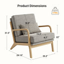 Claiks Mid-Century Modern Accent Chair, Living Room Armchair with Solid Wood Frame & Lumbar Pillow, Comfy Upholstered Lounge Chair for Bedroom, Office, Corduroy, Beige