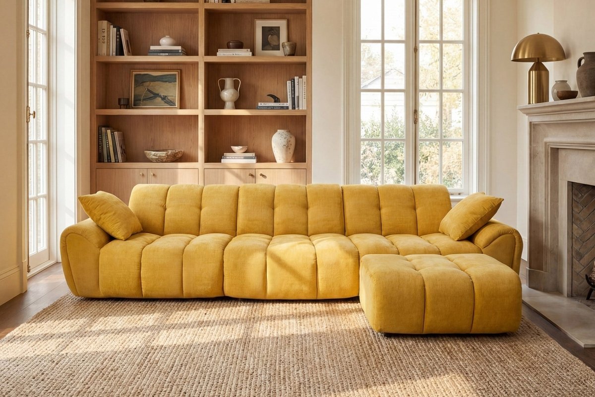 InnovarHome Elara 4‑Seat Cut-Pile Sectional Sofa