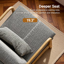 Claiks Mid-Century Modern Accent Chair, Living Room Armchair with Solid Wood Frame & Lumbar Pillow, Comfy Upholstered Lounge Chair for Bedroom, Office, Corduroy, Beige