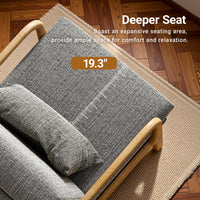 Claiks Mid-Century Modern Accent Chair, Living Room Armchair with Solid Wood Frame & Lumbar Pillow, Comfy Upholstered Lounge Chair for Bedroom, Office, Corduroy, Beige