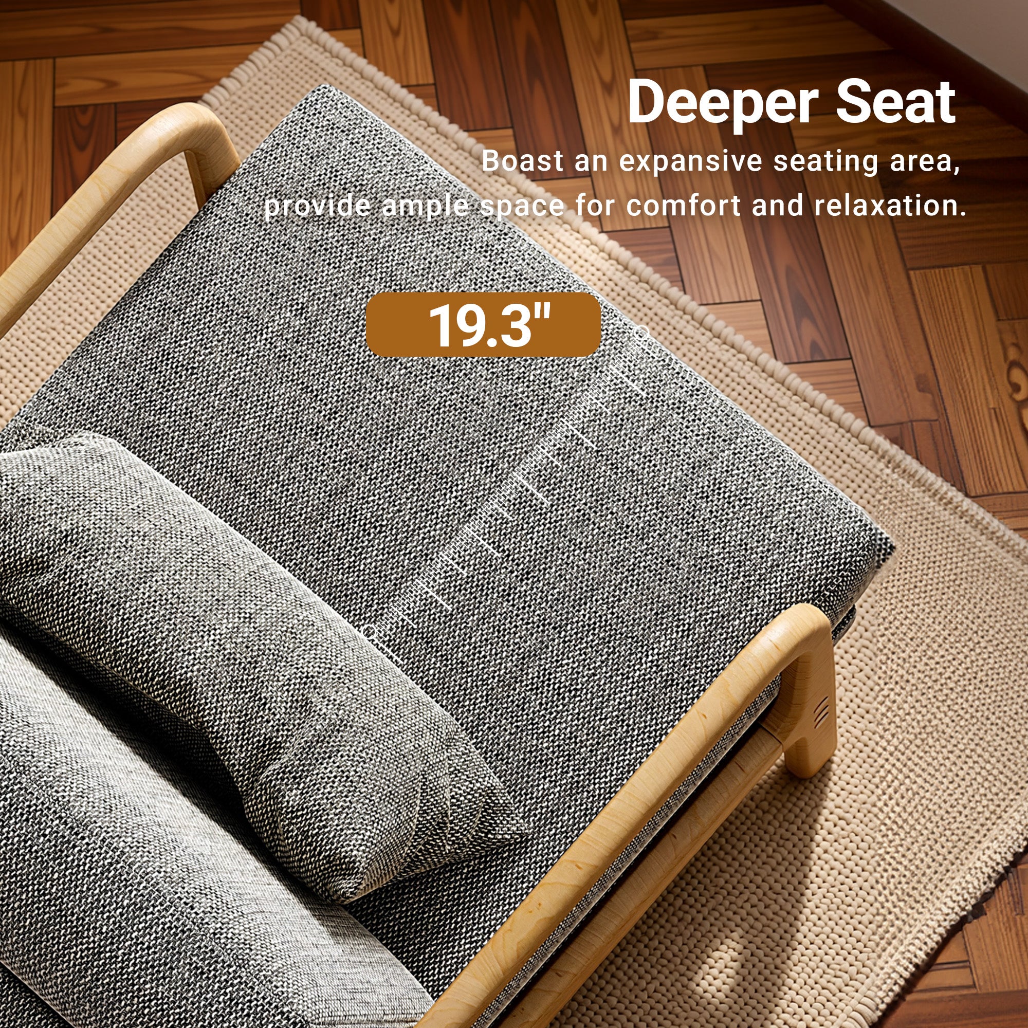 Claiks Mid-Century Modern Accent Chair, Living Room Armchair with Solid Wood Frame & Lumbar Pillow, Comfy Upholstered Lounge Chair for Bedroom, Office, Corduroy, Beige