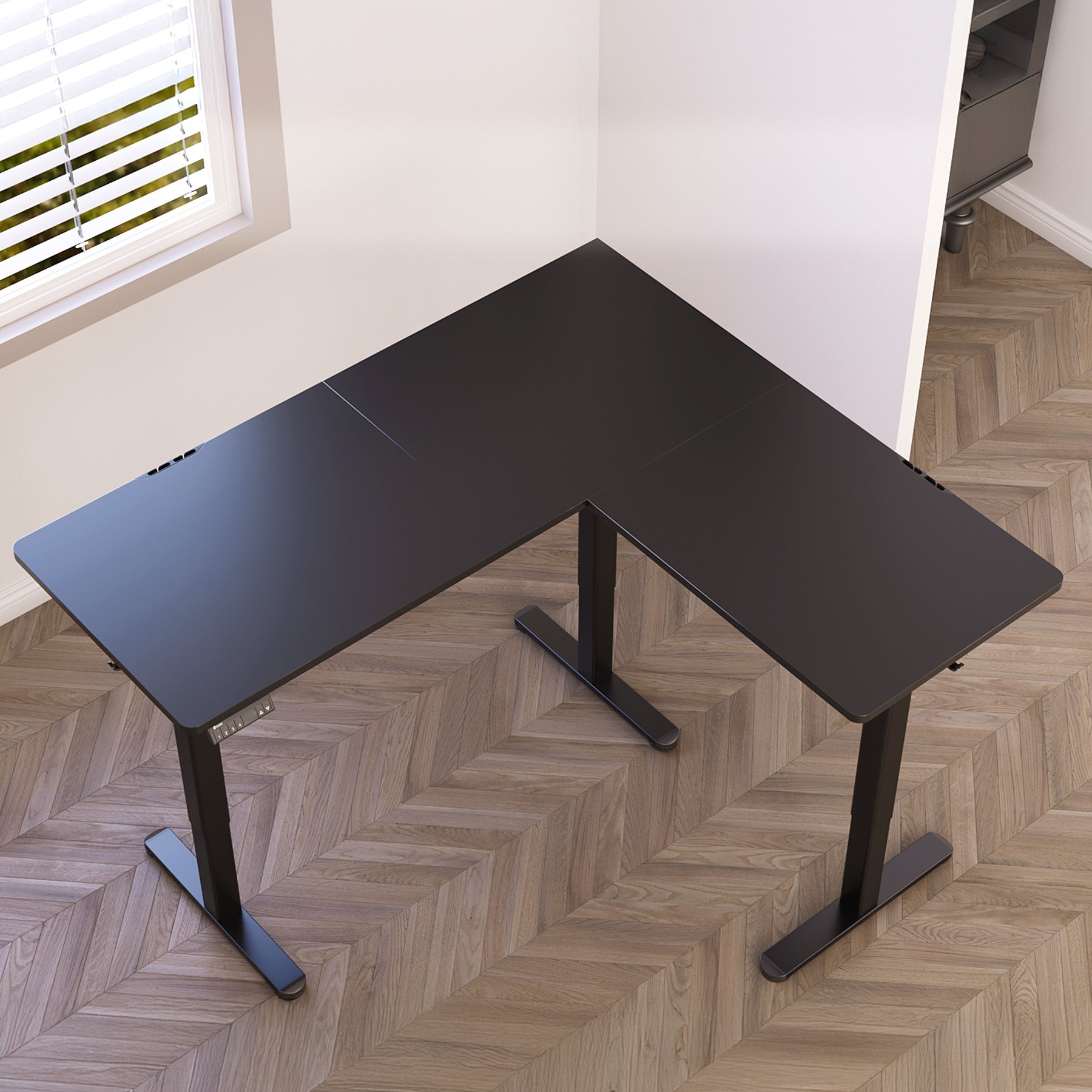 Claiks 63-Inch L-Shape Adjustable Height Standing Desk, Dual