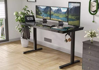 Black Glass Usb Port Electric Adjustable Standing Desk With Drawer-BJ3-HB