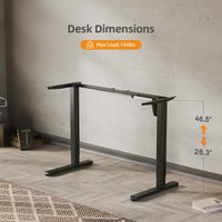 Claiks Standing Desk Frame, Electric Stand Up Desk Legs Frame Workstation Up to 63",C-Shaped Adjustable Standing Computer Desk for Home and Office, (Black Frame only)